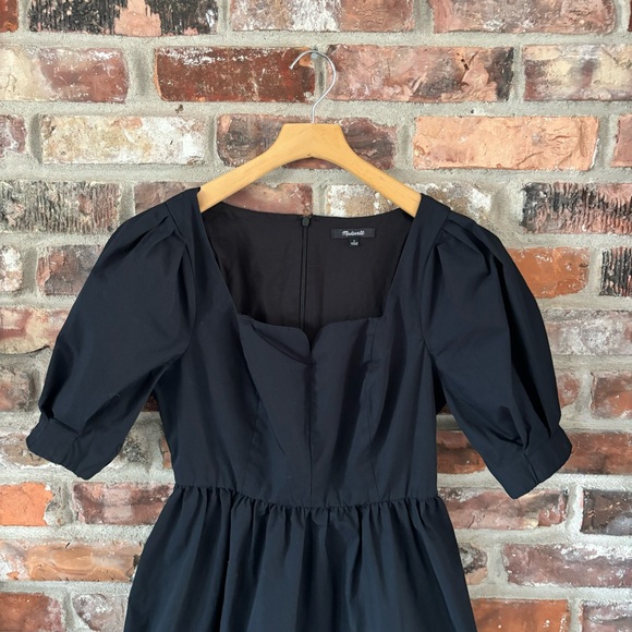Madewell Black Poplin Puff Sleeve Dress, 4 - Picture 3 of 9